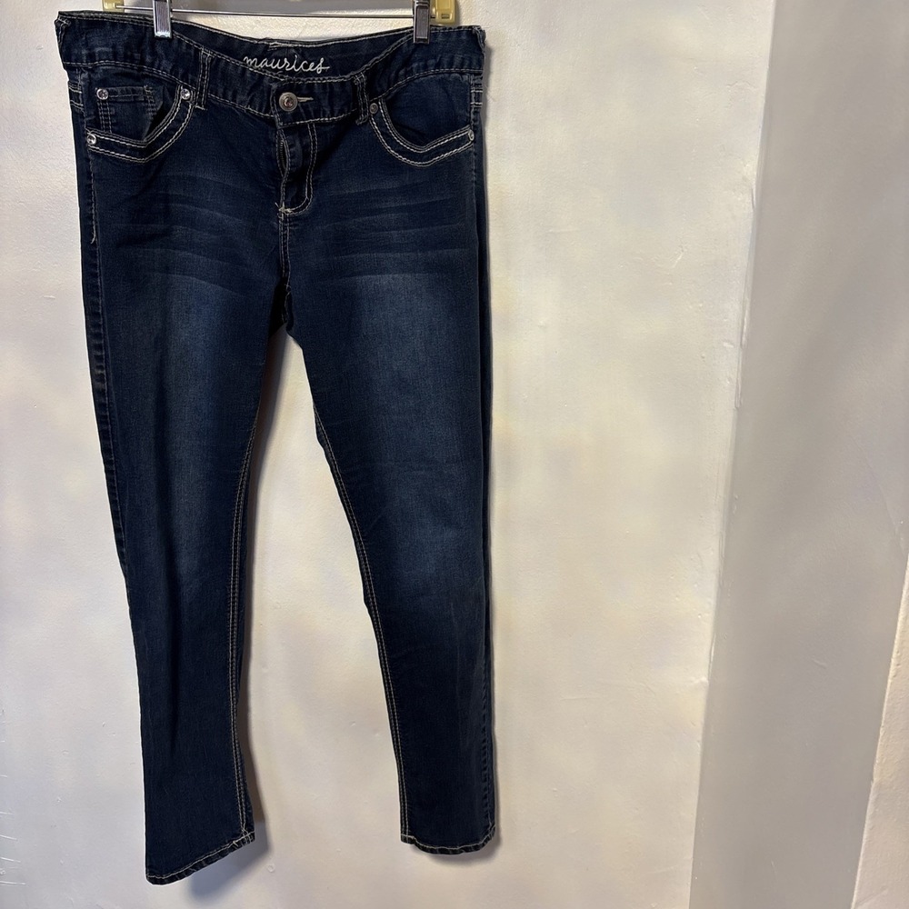 Maurices jeans Womens Size XL Blue Denim Mid Rise Stretch LIGHT‎ WASH